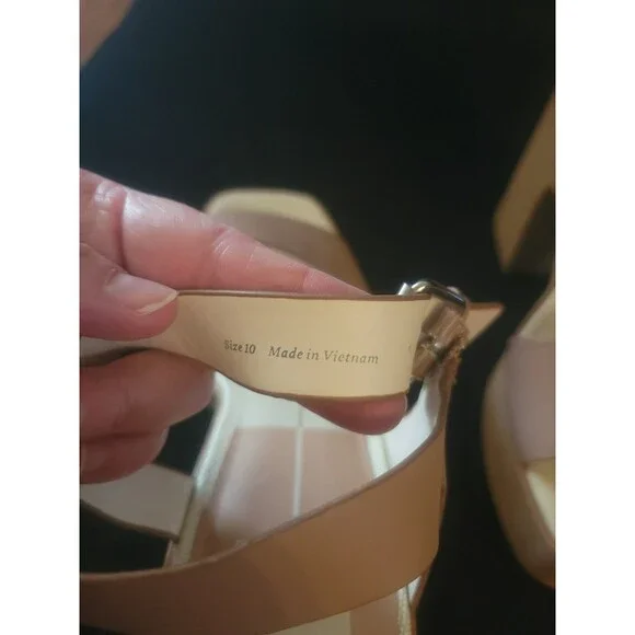 Dolce Vita Elly Platform tan leather ankle strap block heal size 10 Boho Anthro - Picture 5 of 10